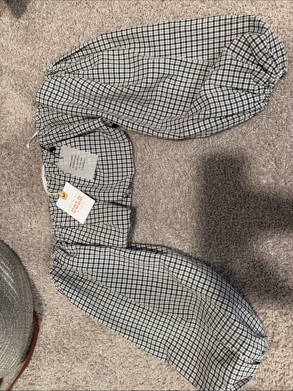 Stone Cold Fox Black and White Gingham Off-Shoulder Blouse
